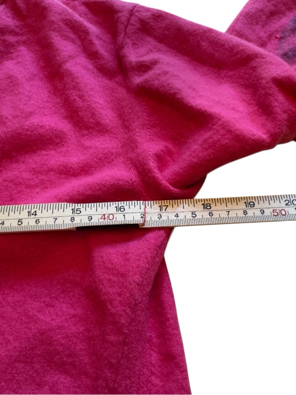 Burberry London Hot Pink Cashmere Sweater V Neck Elbow Patch Designer XL in EUC - Picture 7 of 7